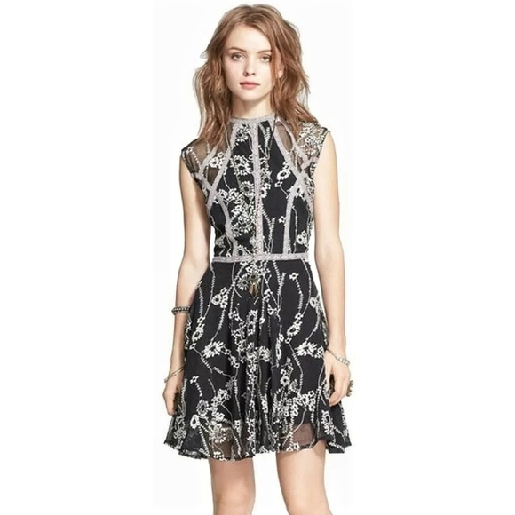 Free People BlackLace Flare dress 4